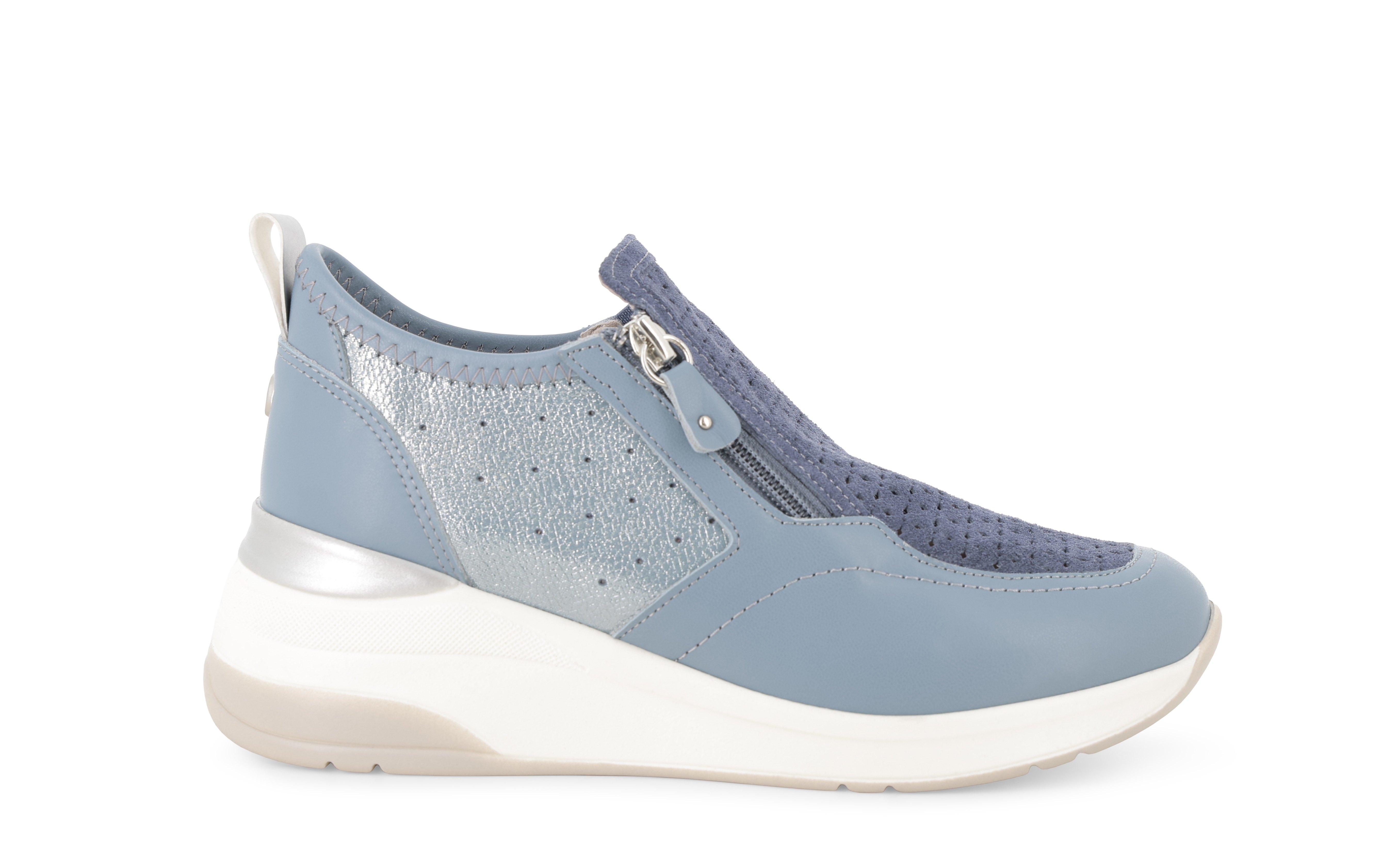 Sneakers slip-on walk blu traforata con e zip k56233