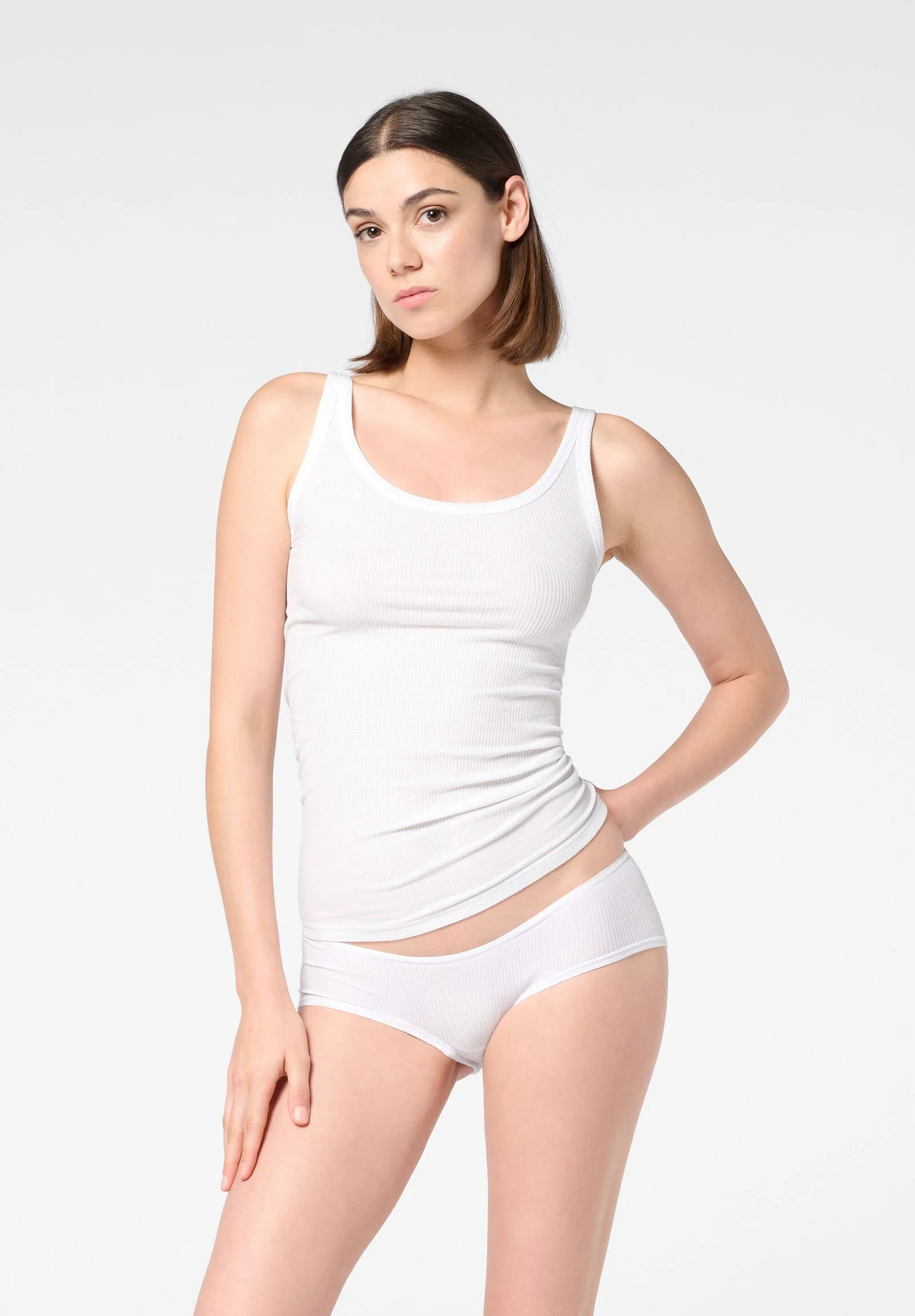 Image of Culotte in Modal Elasticizzato Perfect Line Rib - Bianco