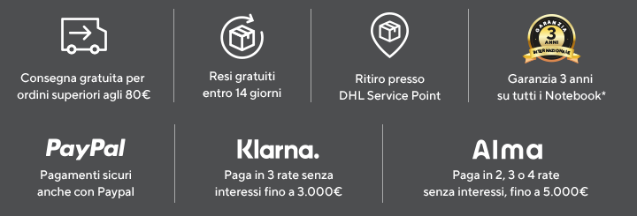 Consegna gratuita, resi gratuiti, garanzia 3 anni, PayPal, Klarna, eShop ufficiale ASUS