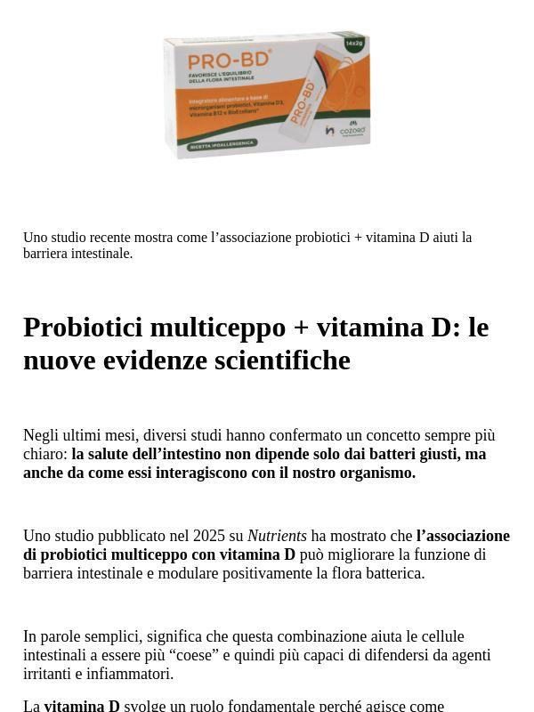 Nuove ricerche confermano l’importanza dei probiotici con vitamina D 🧬