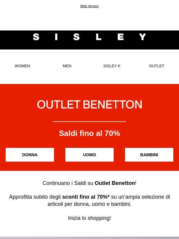 Fino al 70%: i Saldi su Outlet Benetton continuano