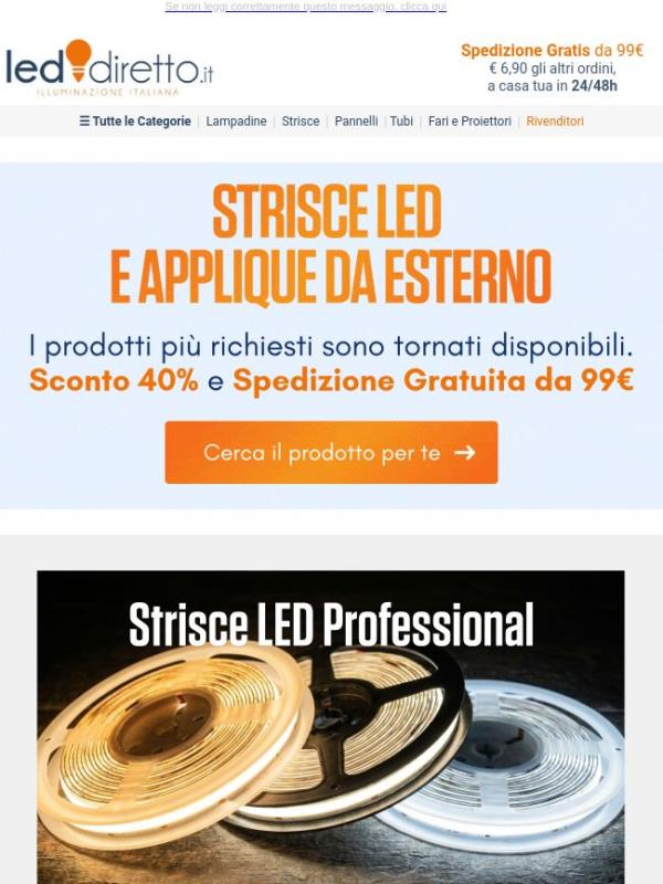 🚥 Strisce LED e Applique di nuovo disponibili: Sconto 40% e Spedizione Gratuita da 99€