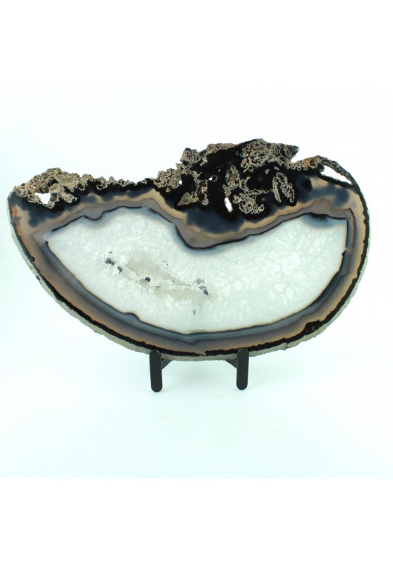 Image of Grandissima Fetta di Agata Blu Lucidata con Bordi Grezzi - 30 cm - Esposizione Collezionismo Minerali Qualità Alta