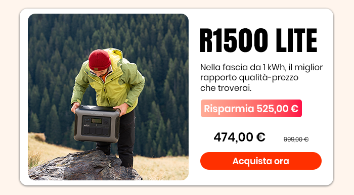 R1500 LITE Centrale Elettrica Portatile 1600W 1056Wh LiFeP04 Batteria