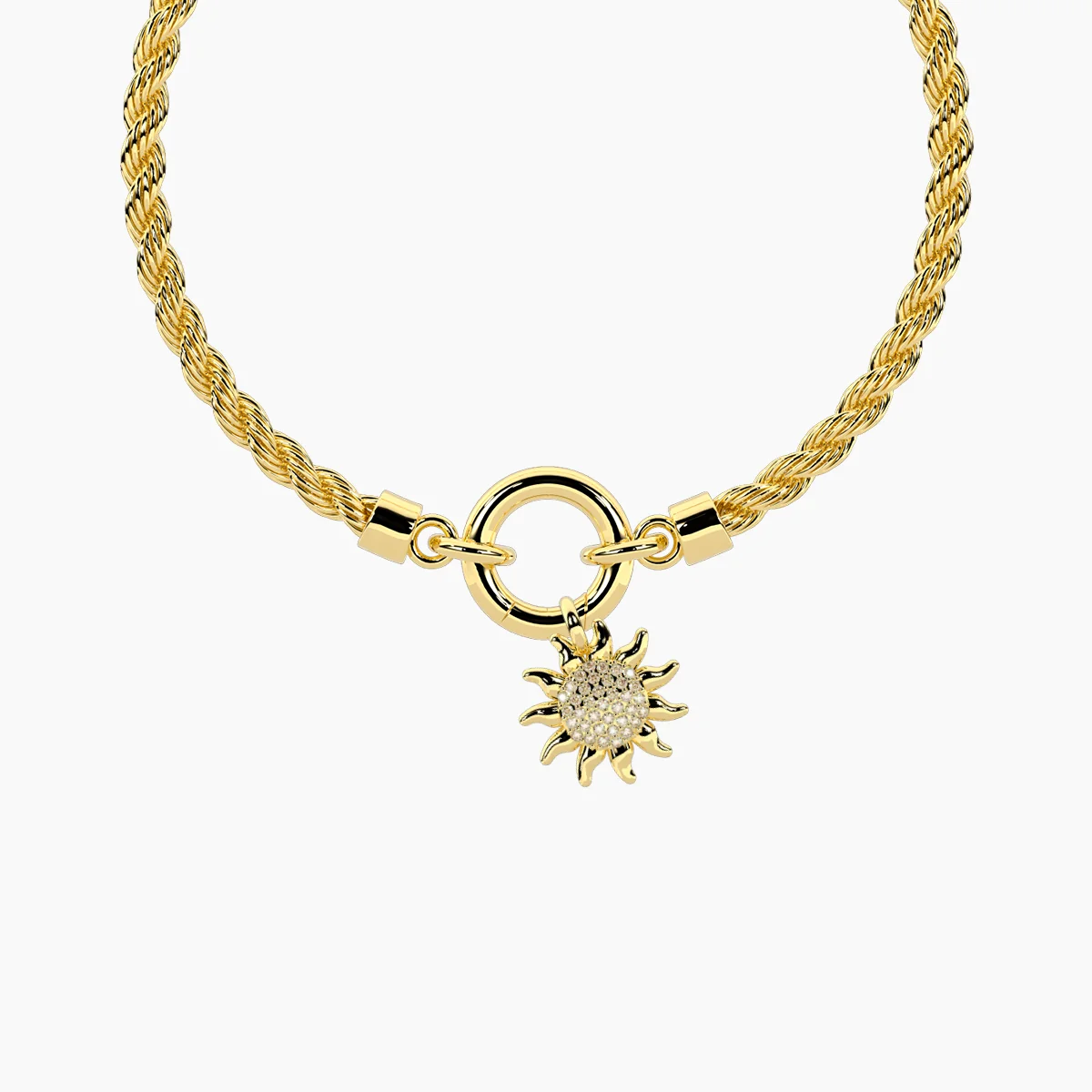 Image of Bracciale DUETTO dorato con ciondolo SUN dorato