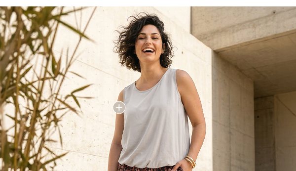Top a palloncino, classic-fit, scollo tondo, senza maniche