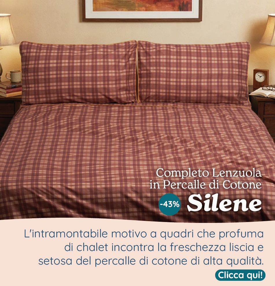 Completo Lenzuola in Percalle di Cotone Stampa a Quadri - Silene