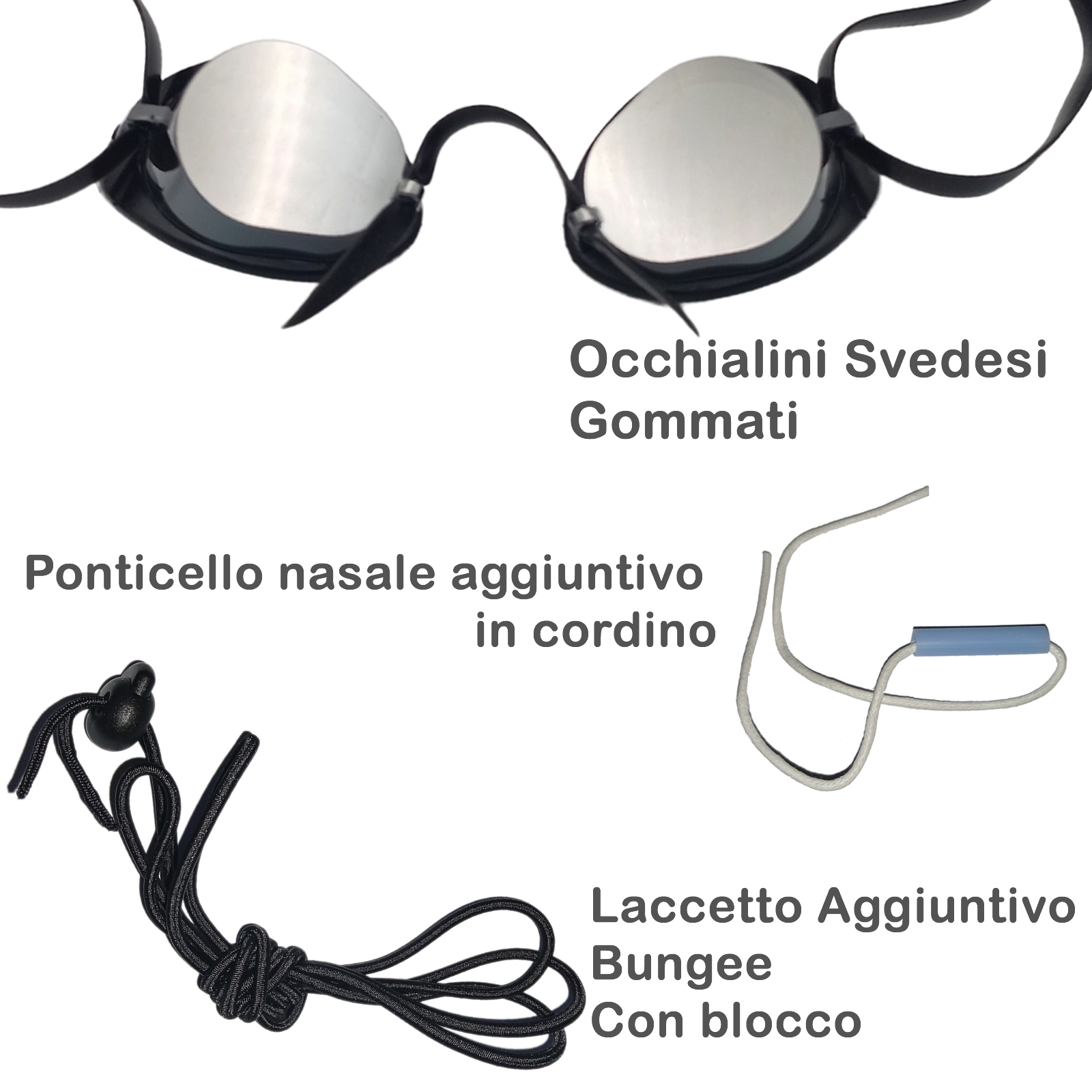 occhialini gommati contenuto confezione