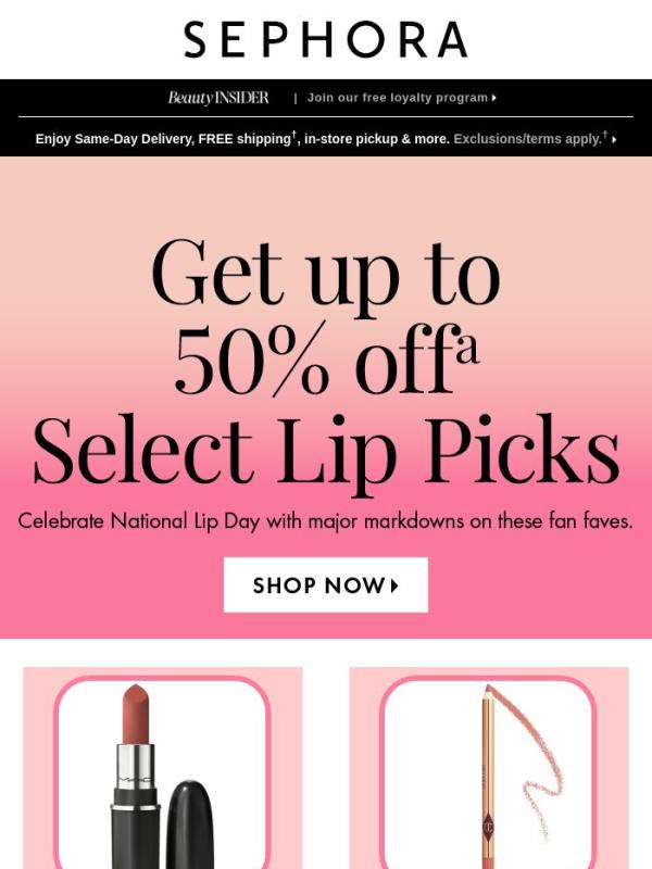 SALE: up to 50% off this National Lip Day 💄