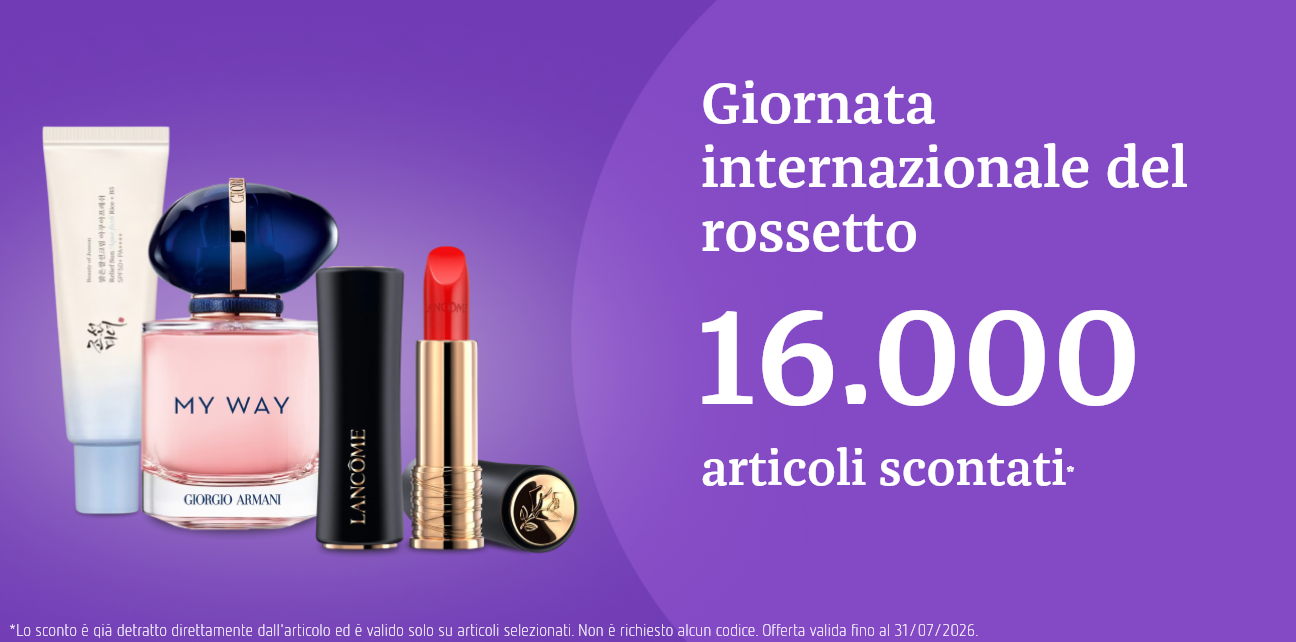 Lipstick Day: 16.000 prodotti in sconto. Scopri make-up, profumi e skincare a prezzi speciali.