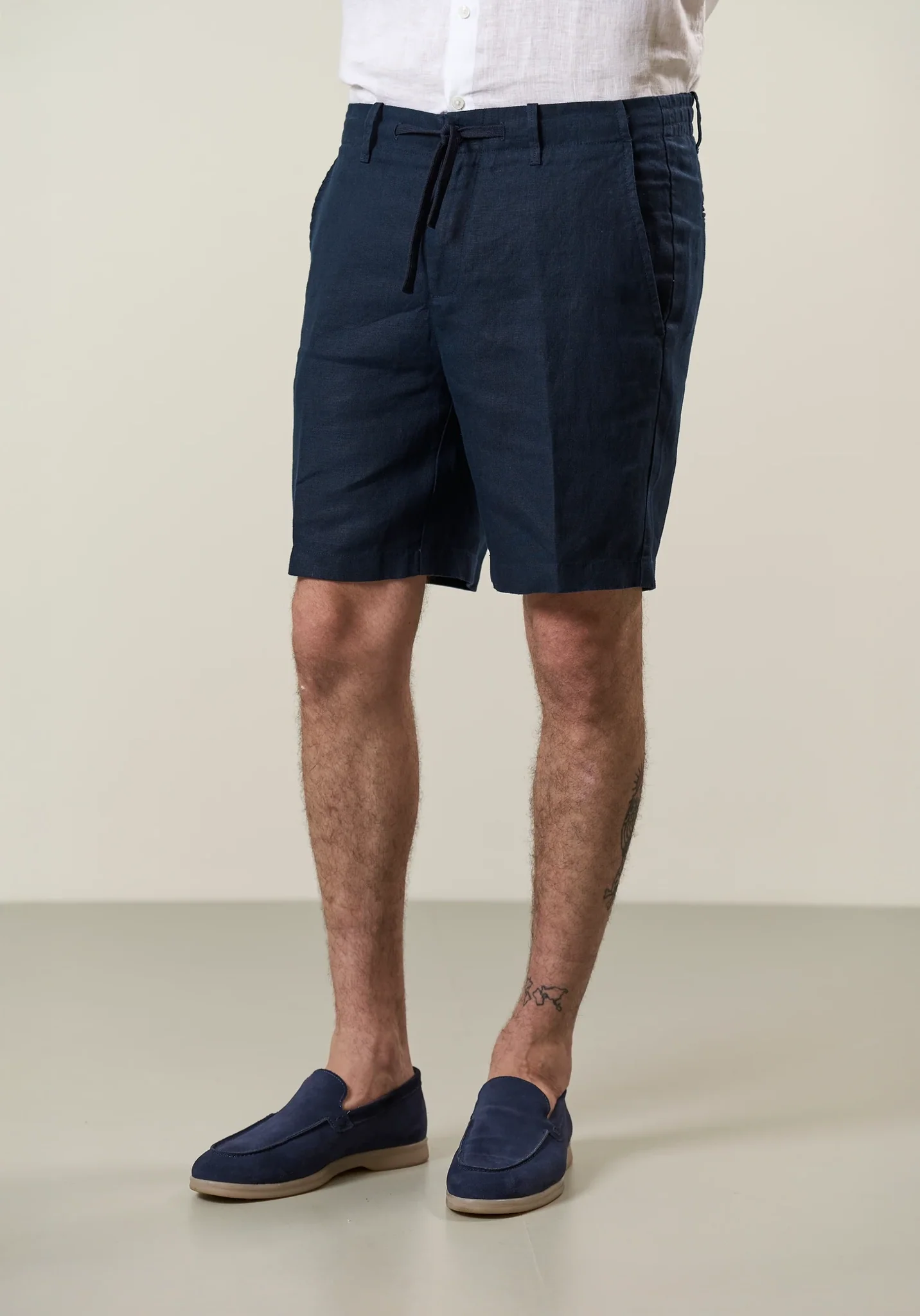 Image of Bermuda blu lino coulisse