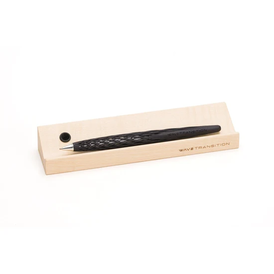 Forever Wave Transition INK - penna a sfera in alluminio 3D con base in legno d'acero