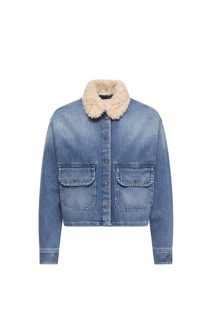 Camicia in denim con finiture in teddy