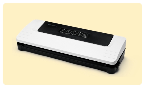 White and black electric vacuum food sealer with touch control panel on top