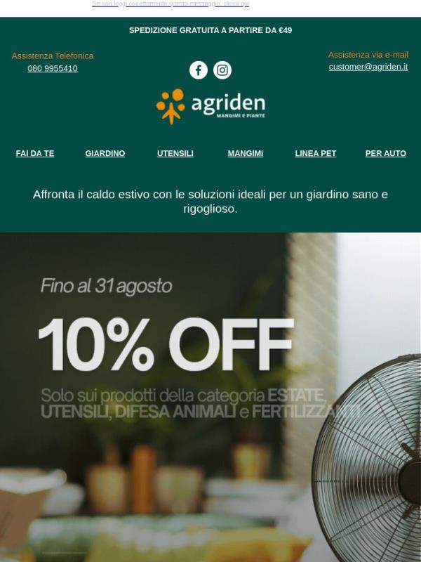 È tempo di AGRIDAYS: risparmia il 10%! Solo su Agriden 🌿