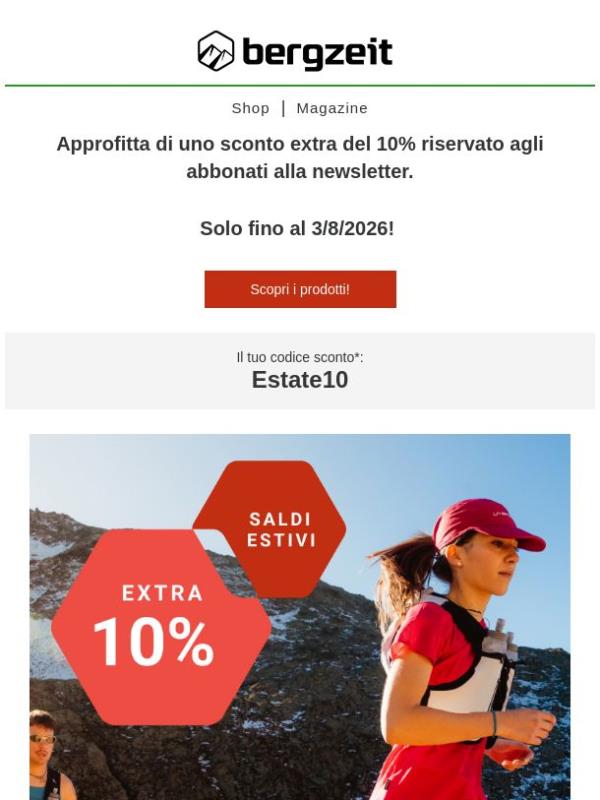 10% extra per la tua estate outdoor 🔴