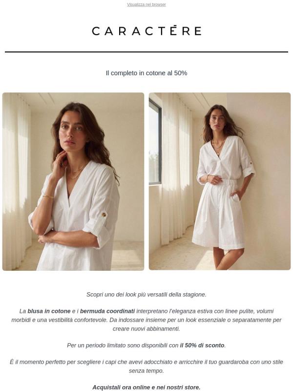 Blusa e bermuda in cotone al 50%