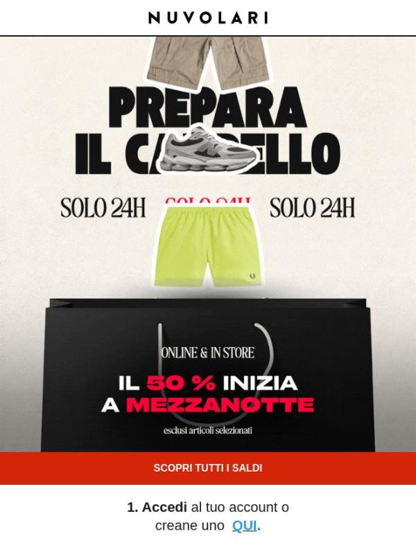Prepara il carrello, il tutto al 50% sta arrivando 🛒