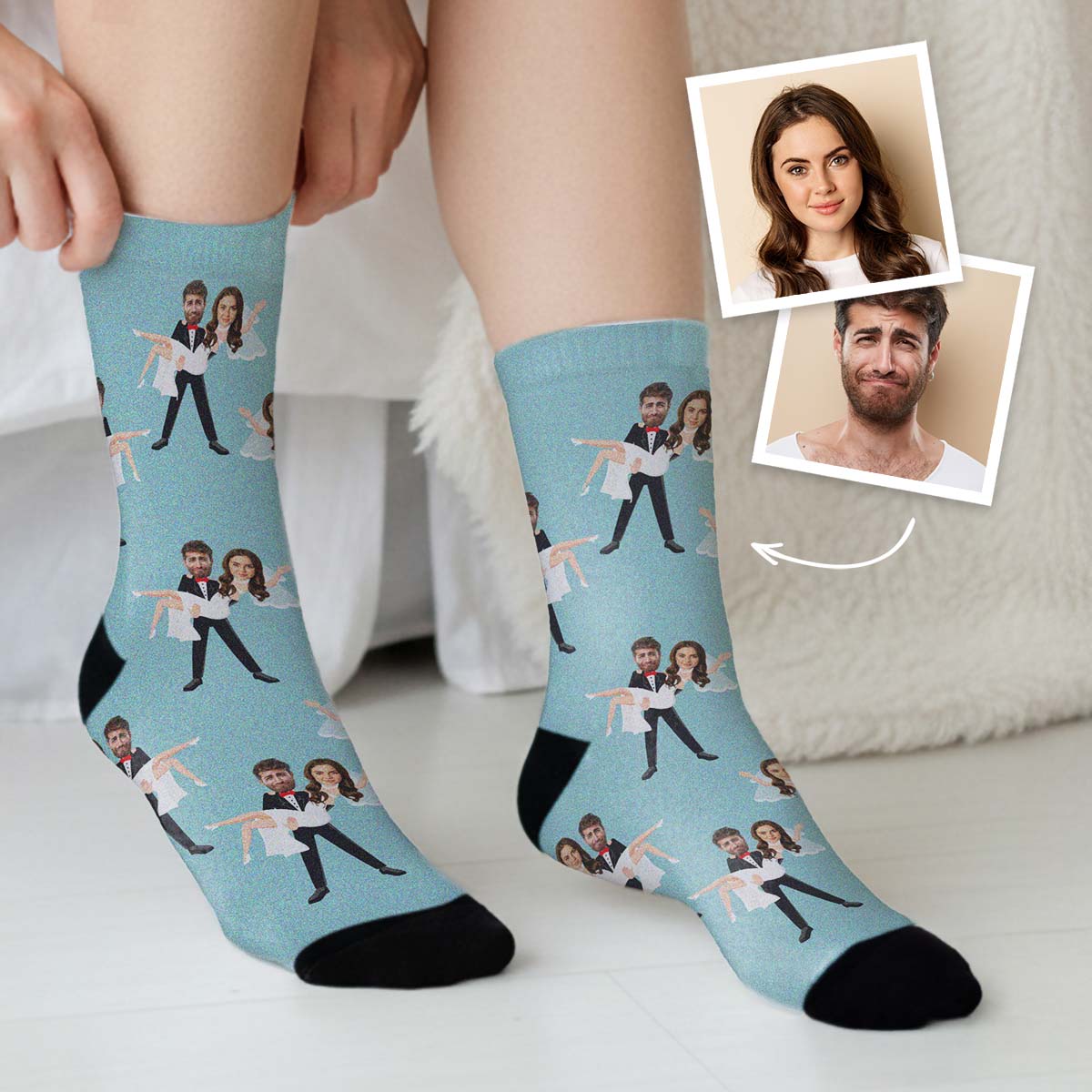 Image of Calzini Personalizzati per Matrimonio con 2 Visi