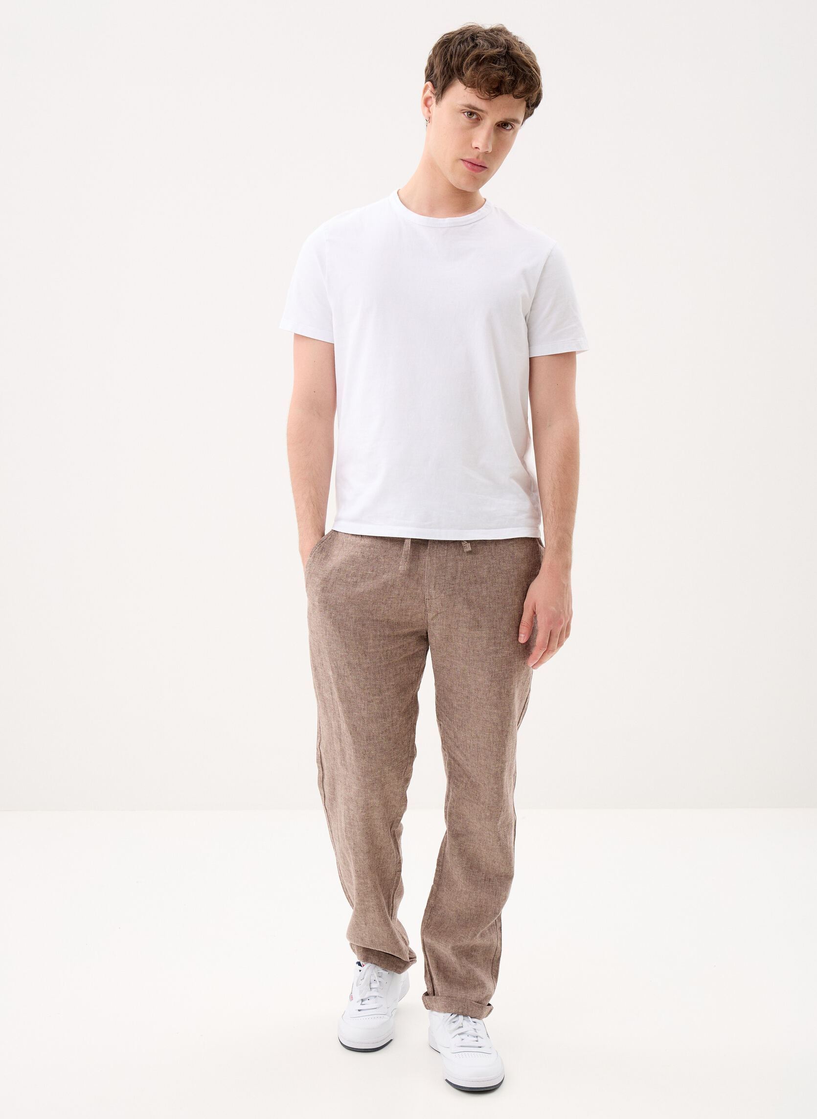 Marvin&Co Pantalons chino PANTACHINO-LIN homme marron