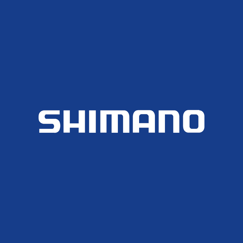 White Shimano logo centred on a solid blue background