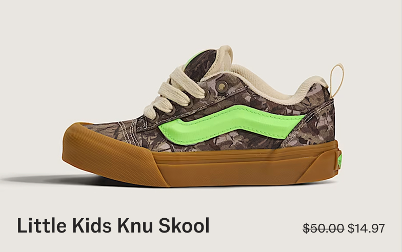 Camo Gecko Green Little Kids Knu Skool Shoe