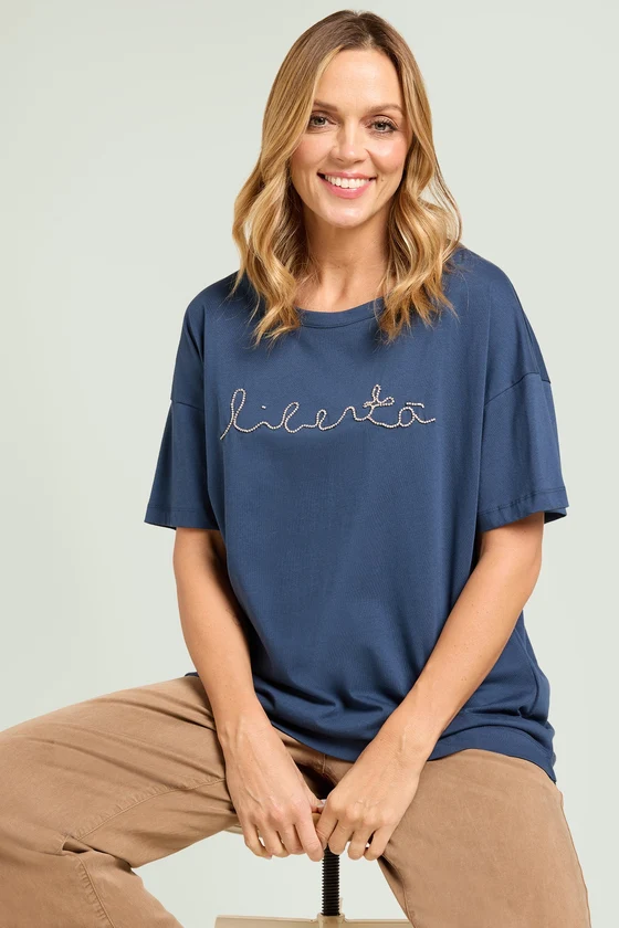 T-SHIRT LETTERING RICAMATA