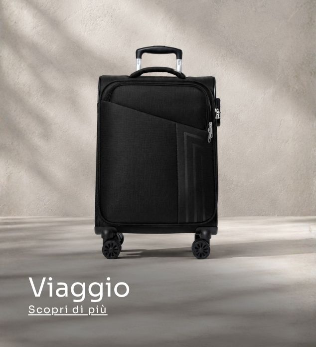 Black soft-shell carry-on suitcase with telescoping handle, four spinner wheels and front zip pocket, studio product shot on neutral background