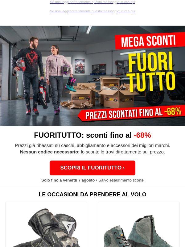 Continua Il fuoritutto Outletmoto.eu Sconti fino al -68%