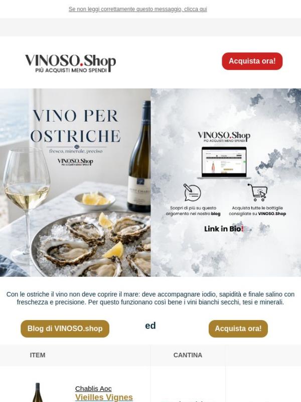 🪸 VINOSO | Con le ostriche il vino non deve coprire il mare