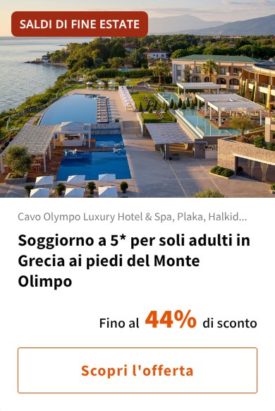 Soggiorno a 5* per soli adulti in Grecia ai piedi del Monte Olimpo