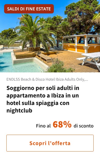 Soggiorno per soli adulti in appartamento a Ibiza in un hotel sulla spiaggia con nightclub