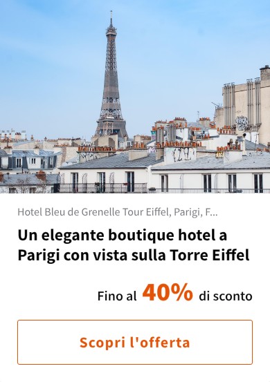 Un elegante boutique hotel a Parigi con vista sulla Torre Eiffel