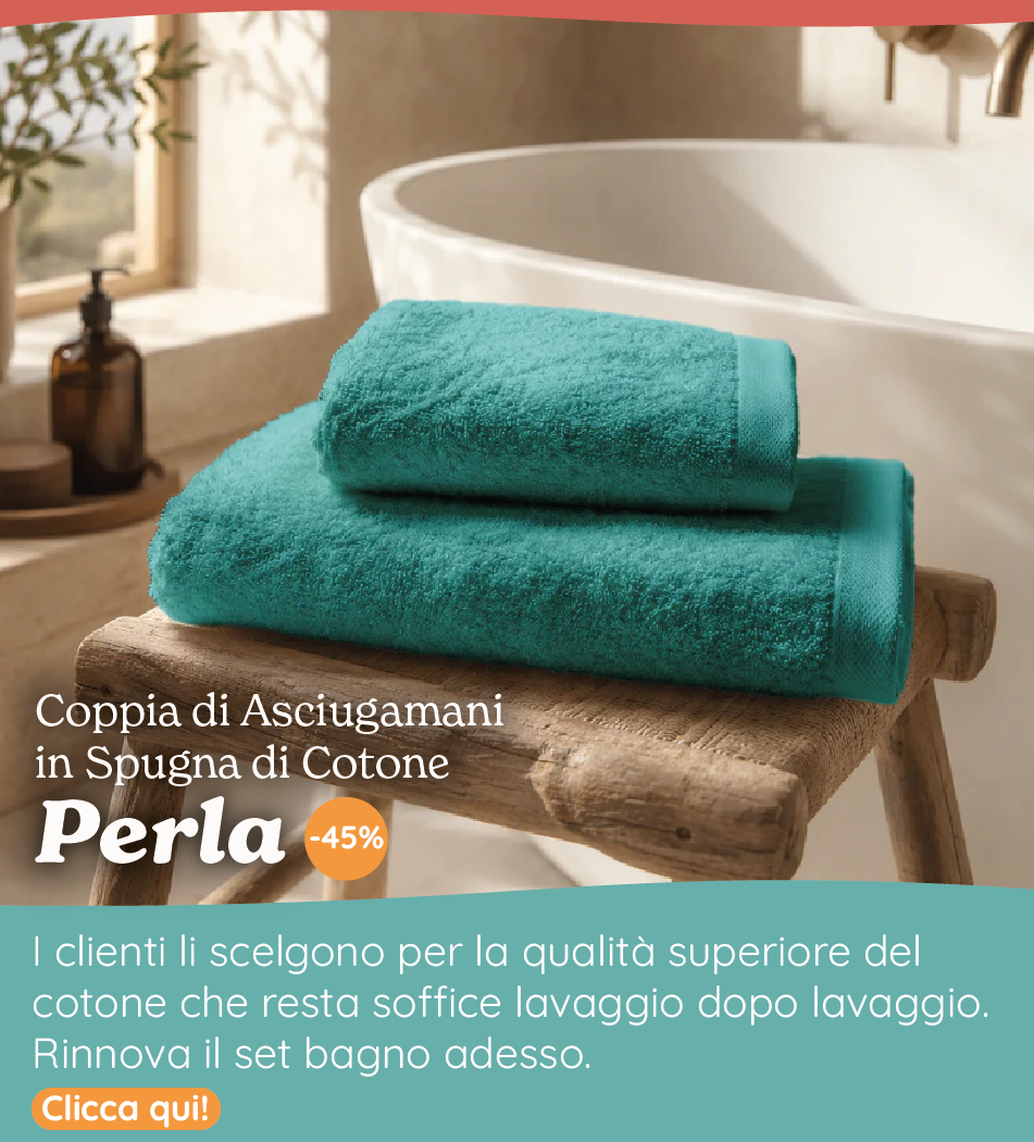 Coppia di Asciugamani in Spugna di Cotone Tinta Unita - Perla