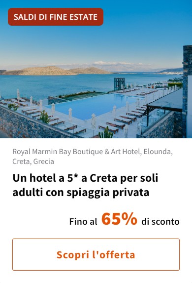 Un hotel a 5* a Creta per soli adulti con spiaggia privata