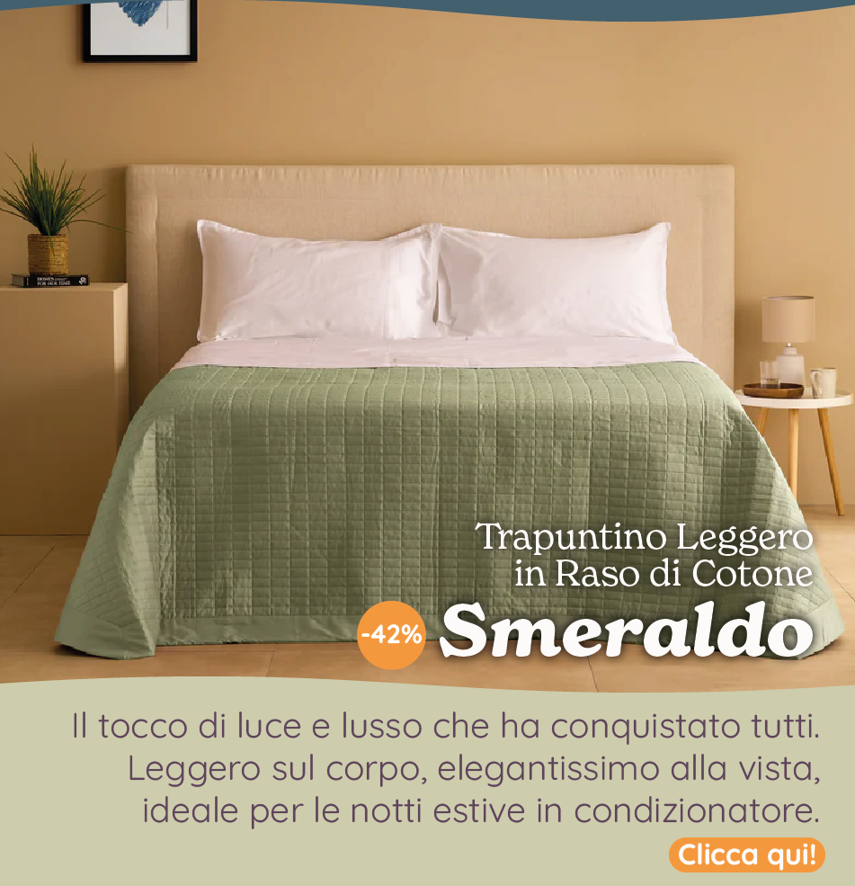 Trapuntino Leggero in Raso di Cotone - Smeraldo