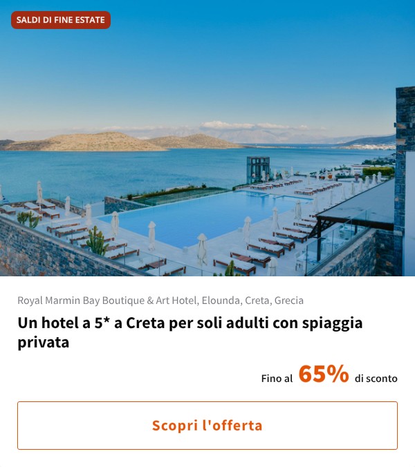 Un hotel a 5* a Creta per soli adulti con spiaggia privata