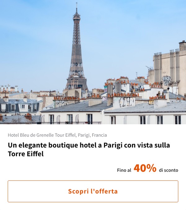Un elegante boutique hotel a Parigi con vista sulla Torre Eiffel