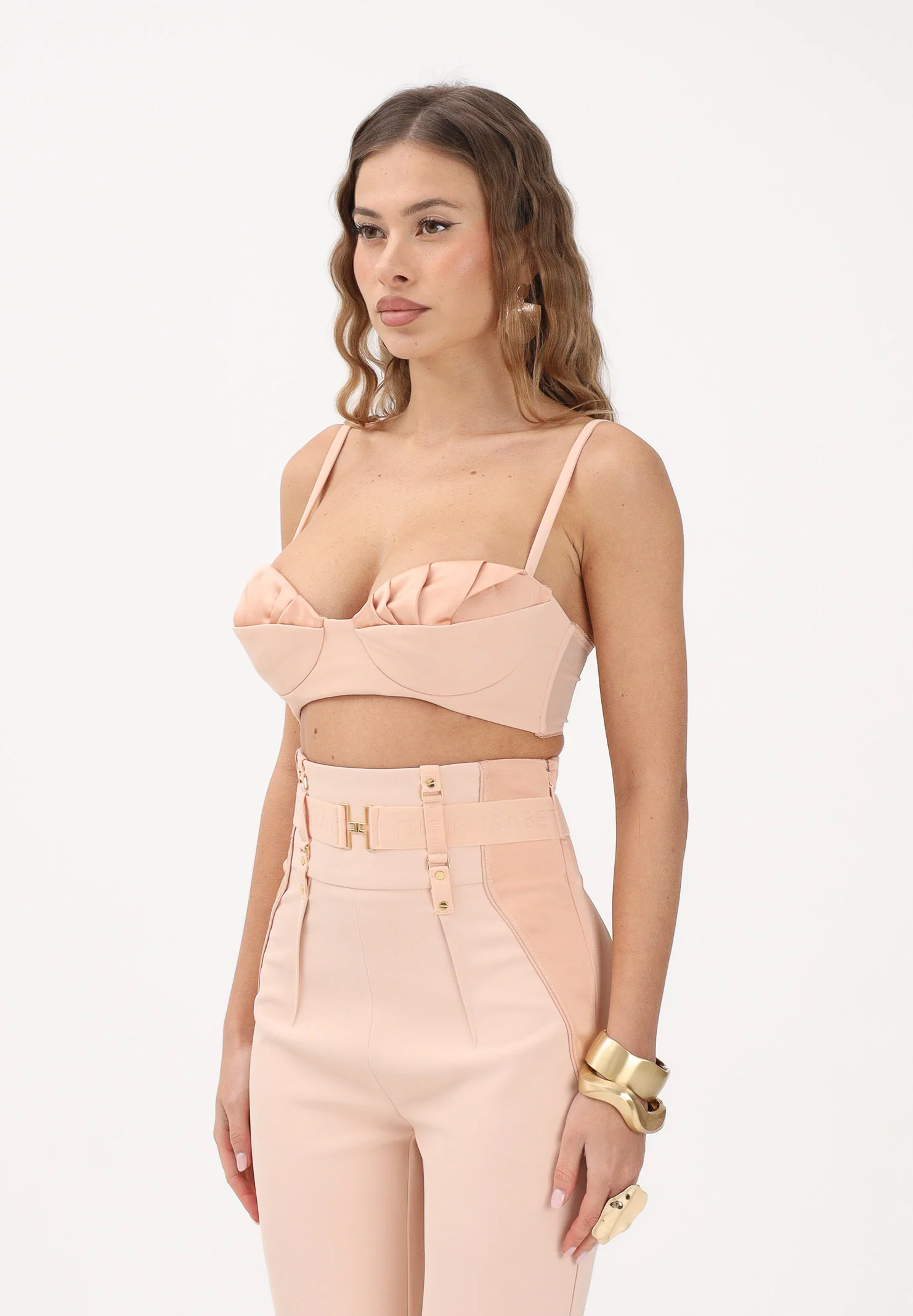 Image of ELISABETTA FRANCHI Top nude da donna in crêpe leggero e raso