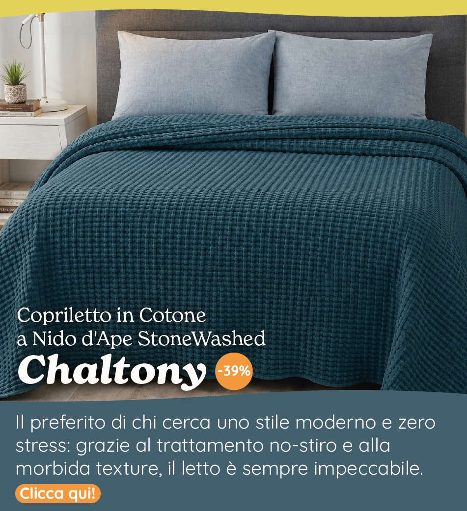 Copriletto in Cotone a Nido d'Ape StoneWashed No Stiro - Chaltony
