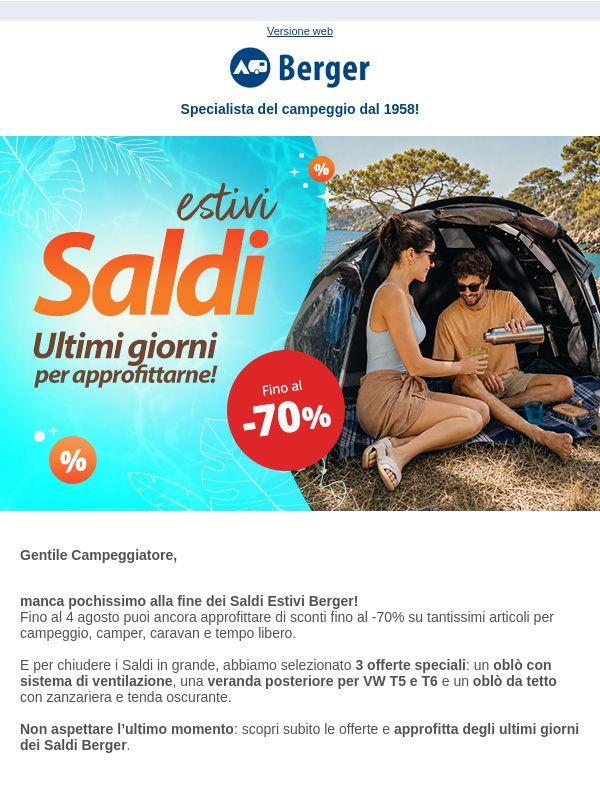 Ultima chiamata: i Saldi Berger finiscono il 4 agosto!