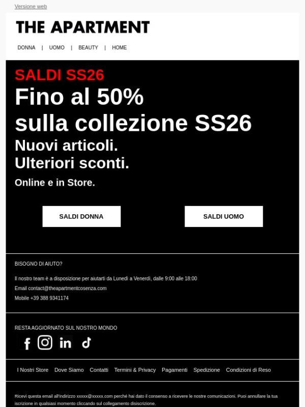 SALDI SS26 ⚫️ Fino al 50% di Sconto