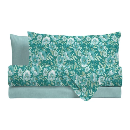 Completo Letto Matrimoniale Basic Irene Teal