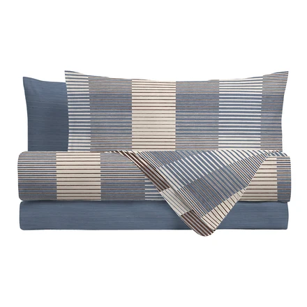 Completo Letto Matrimoniale in Cotone con Stampa - Fantasia Dream Me Gilbert Blue