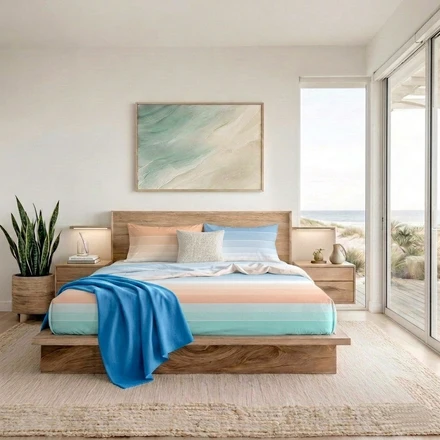 Completo Letto Matrimoniale in Cotone con Stampa - Fantasia Shades Light Blue Peach