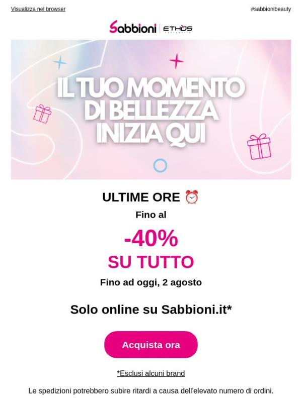 💖 FINO AL -40% SU TUTTO: Solo su Sabbioni.it