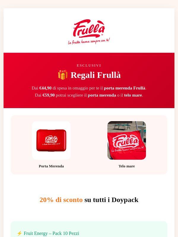 🎁 I tuoi Regali Frullà ti aspettano + 20% sui Doypack