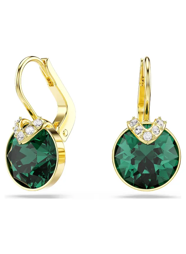Orecchini pendenti Bella V, Taglio Round, Verdi, Finitura oro 18k