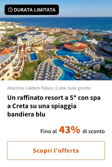 Un raffinato resort a 5* con spa a Creta su una spiaggia bandiera blu