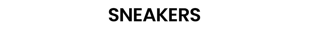 Bold black uppercase word 'SNEAKERS' centred on a plain white background